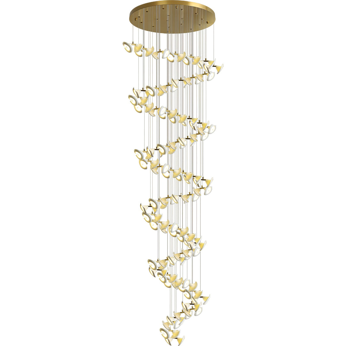 Blossom Double Horn Chandelier – Modern Ceramic & Gold Pendant Light