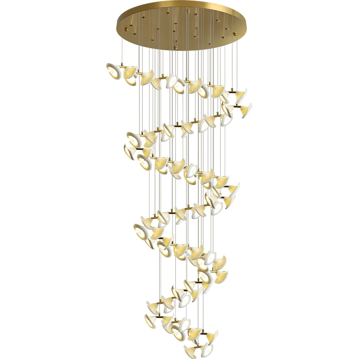 Blossom Double Horn Chandelier – Modern Ceramic & Gold Pendant Light