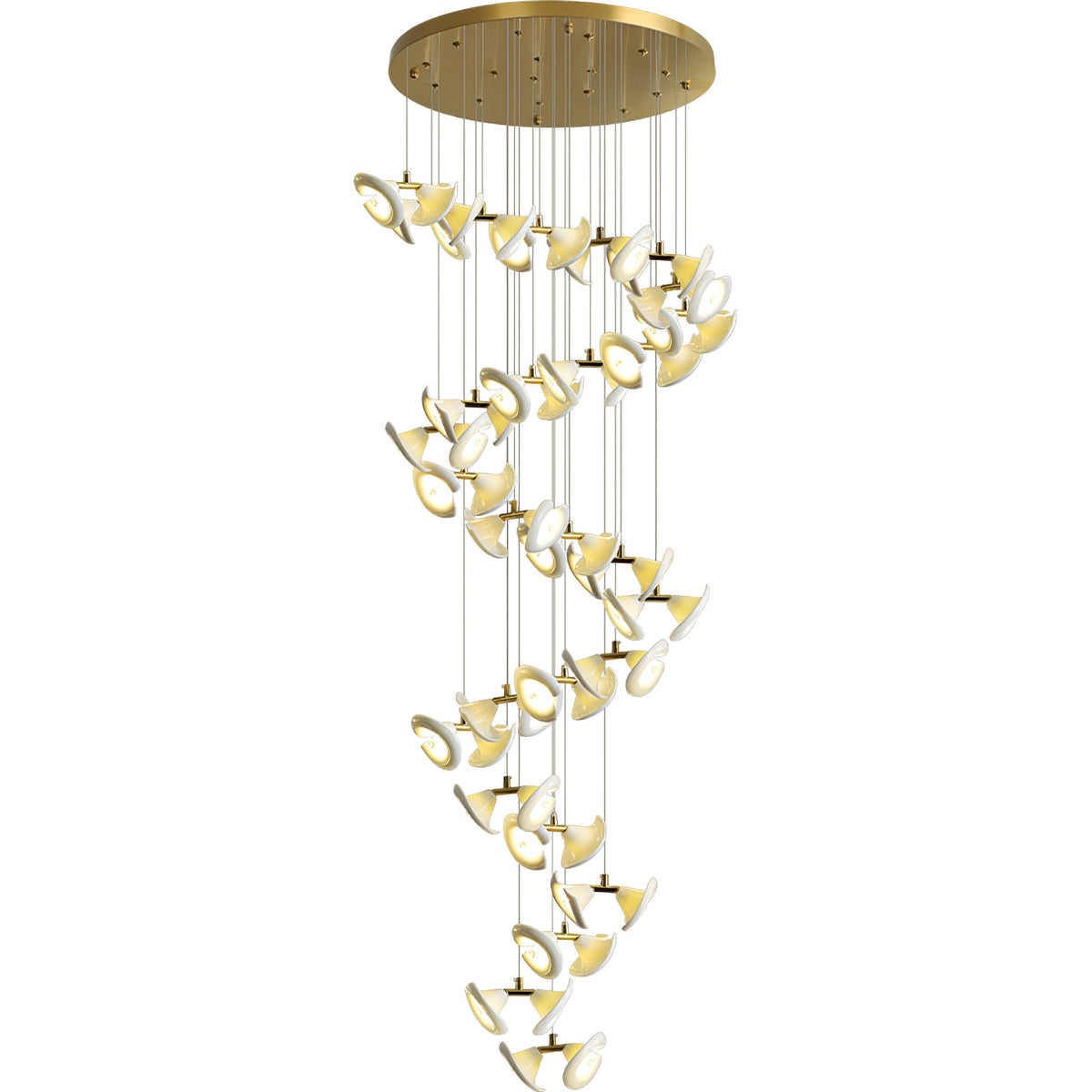 Blossom Double Horn Chandelier – Modern Ceramic & Gold Pendant Light