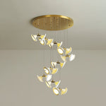 Blossom Double Horn Chandelier – Modern Ceramic & Gold Pendant Light