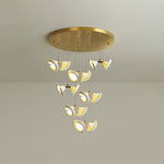 Blossom Double Horn Chandelier – Modern Ceramic & Gold Pendant Light