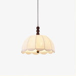 Blossom Fabric Swag Pendant Light – Walnut & Brass