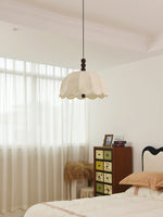 Blossom Fabric Swag Pendant Light – Walnut & Brass