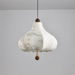 Blossom Lantern Pendant Light – Walnut Wood & Fabric Shade