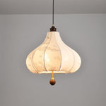 Blossom Lantern Pendant Light – Walnut Wood & Fabric Shade