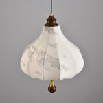 Blossom Lantern Pendant Light – Walnut Wood & Fabric Shade