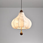 Blossom Lantern Pendant Light – Walnut Wood & Fabric Shade
