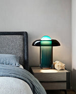 Blue Glass Mushroom Table Lamp
