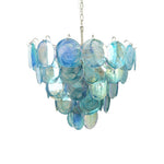 Blue Glass Disc Chandelier – Contemporary Designer Pendant Light
