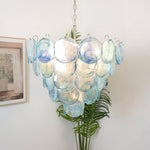Blue Glass Disc Chandelier – Contemporary Designer Pendant Light