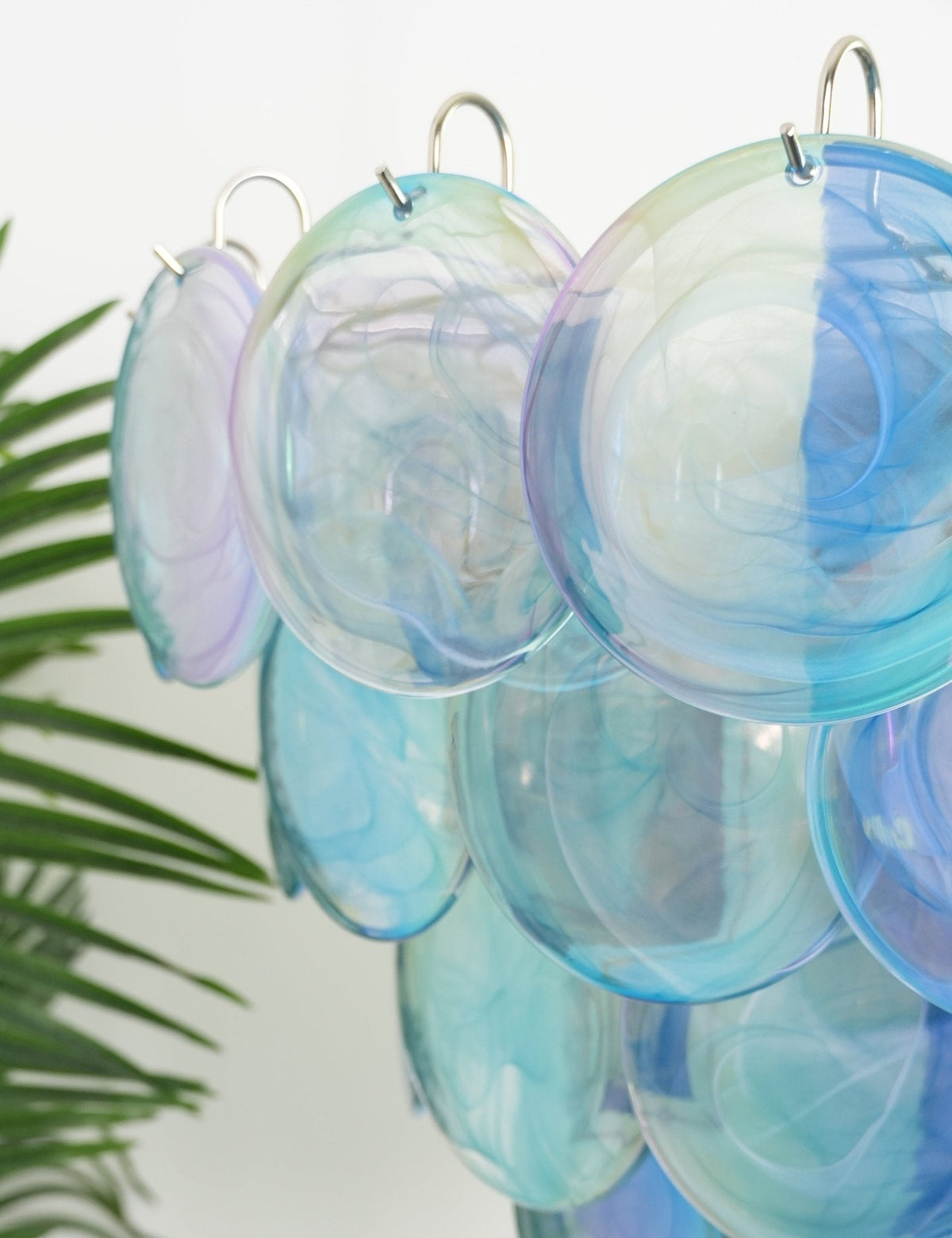 Blue Glass Disc Chandelier – Contemporary Designer Pendant Light