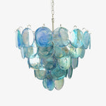 Blue Glass Disc Chandelier – Contemporary Designer Pendant Light