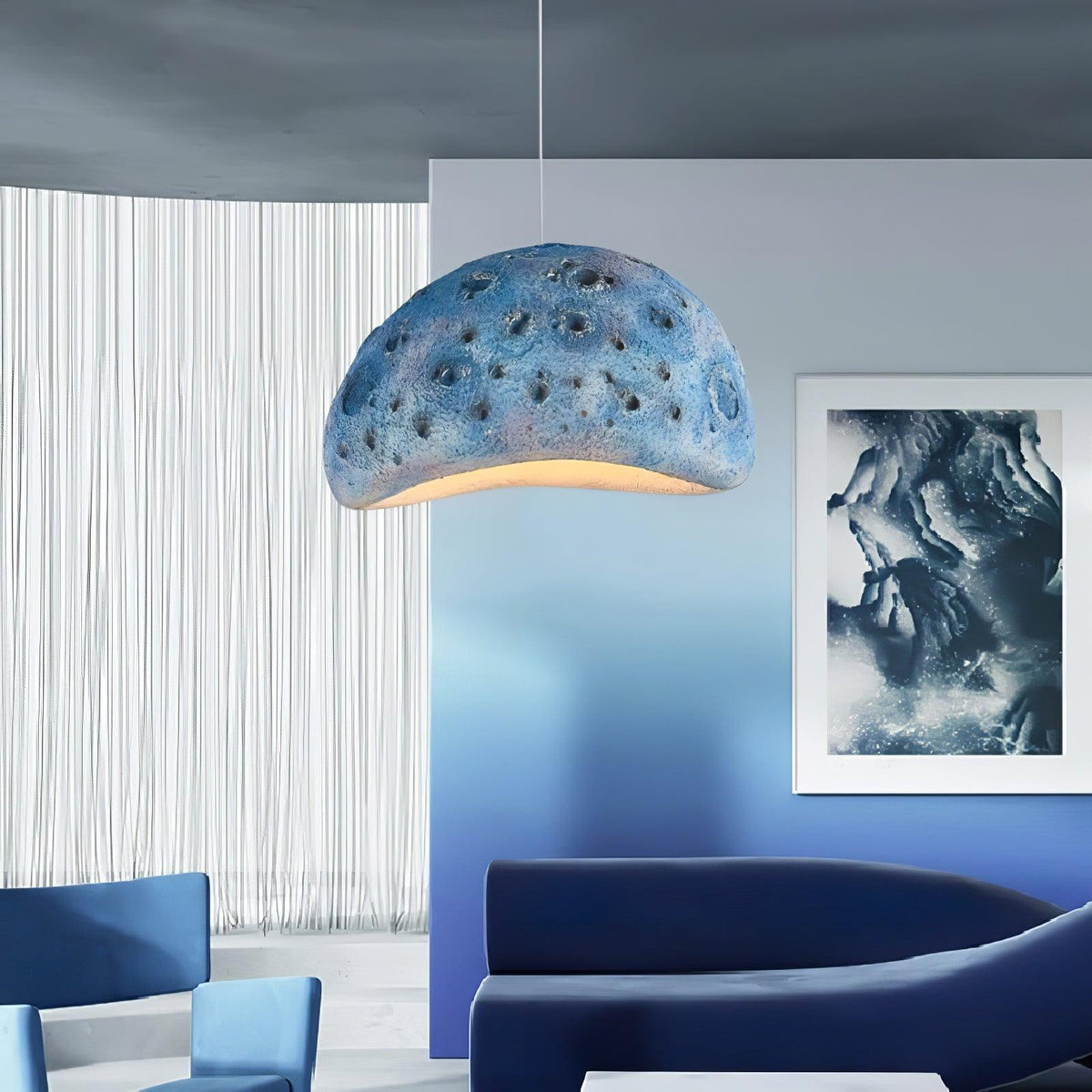 Lunara Blue Planet Pendant Light – Modern Designer Ceiling Lamp