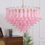 Blush Pink Murano Glass Chandelier with Gold Finish