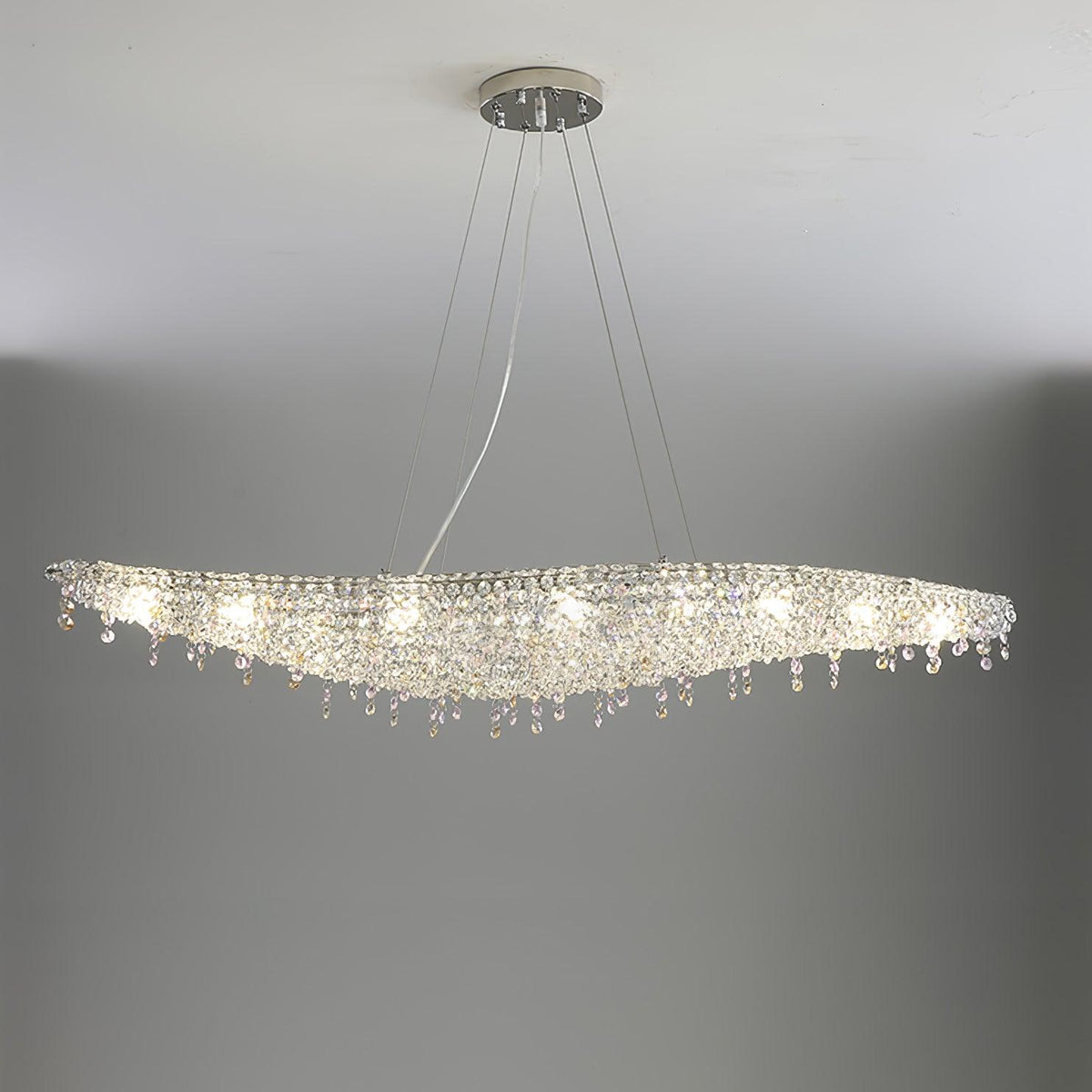 Boat Crystal Chandelier – Modern Linear LED Pendant for Dining & Living Rooms