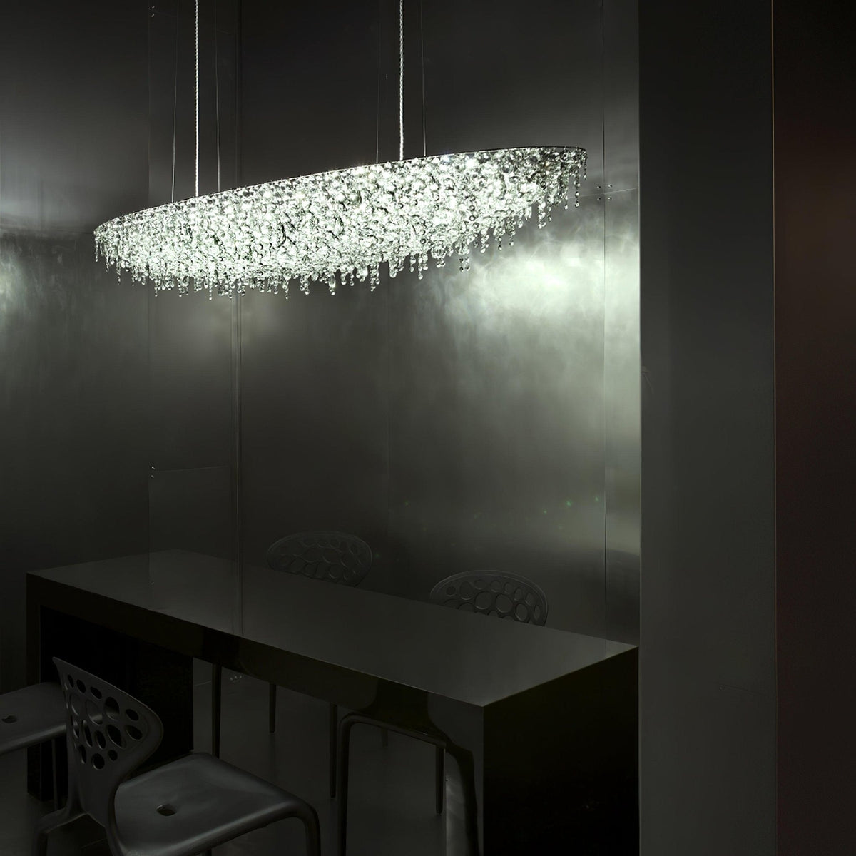 Boat Crystal Chandelier – Modern Linear LED Pendant for Dining & Living Rooms