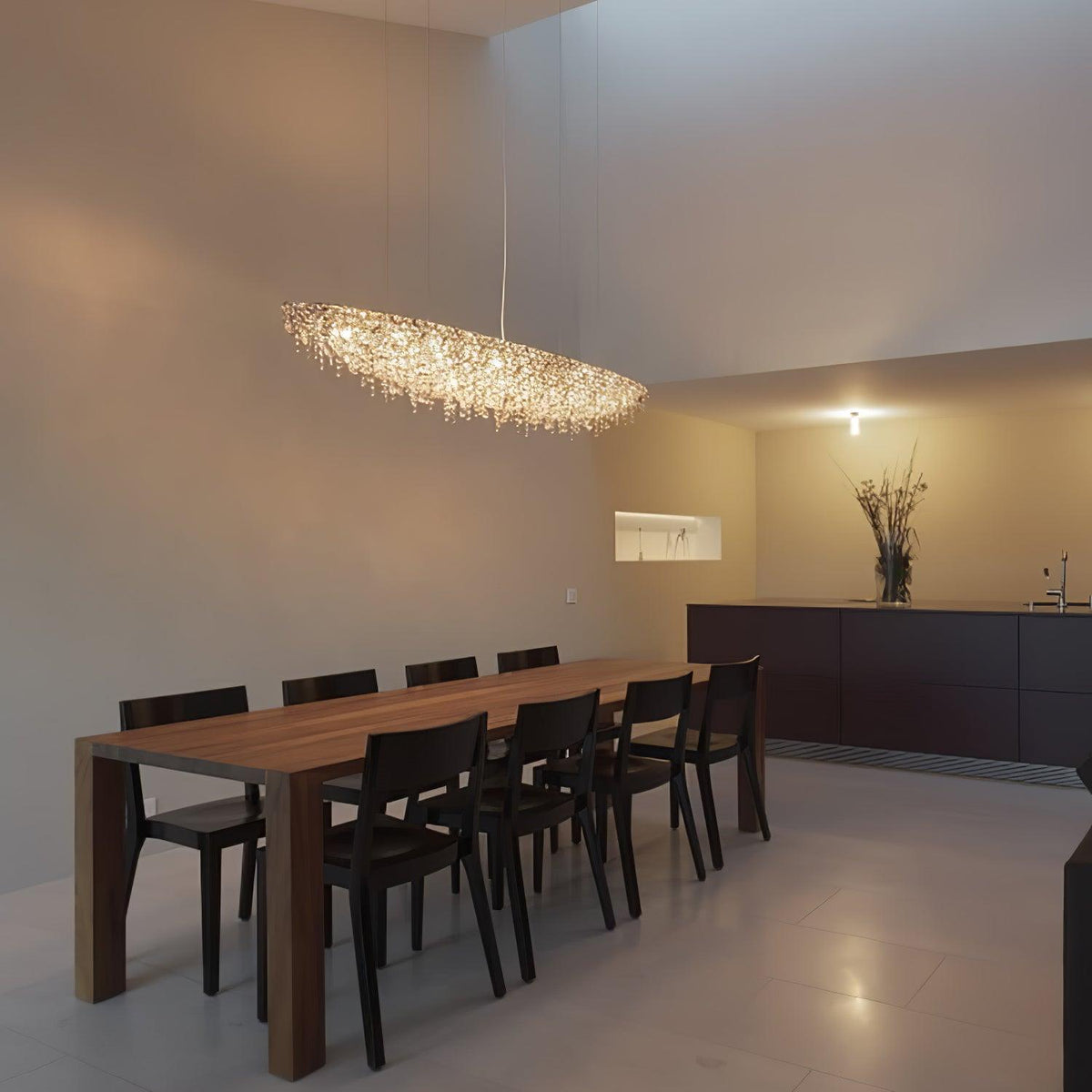 Boat Crystal Chandelier – Modern Linear LED Pendant for Dining & Living Rooms