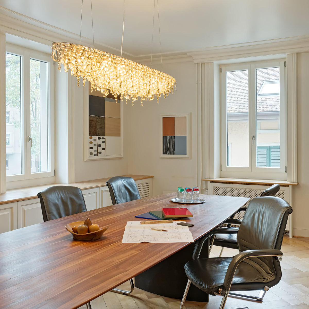 Boat Crystal Chandelier – Modern Linear LED Pendant for Dining & Living Rooms