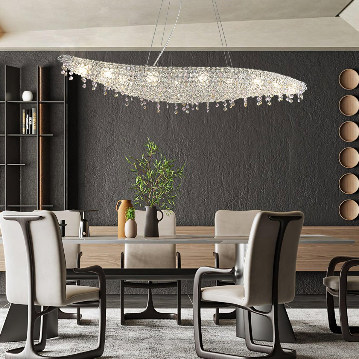 Boat Crystal Chandelier – Modern Linear LED Pendant for Dining & Living Rooms