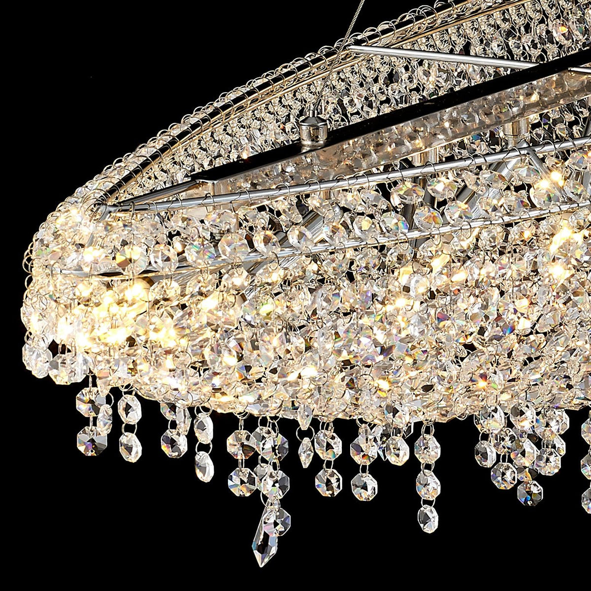 Boat Crystal Chandelier – Modern Linear LED Pendant for Dining & Living Rooms