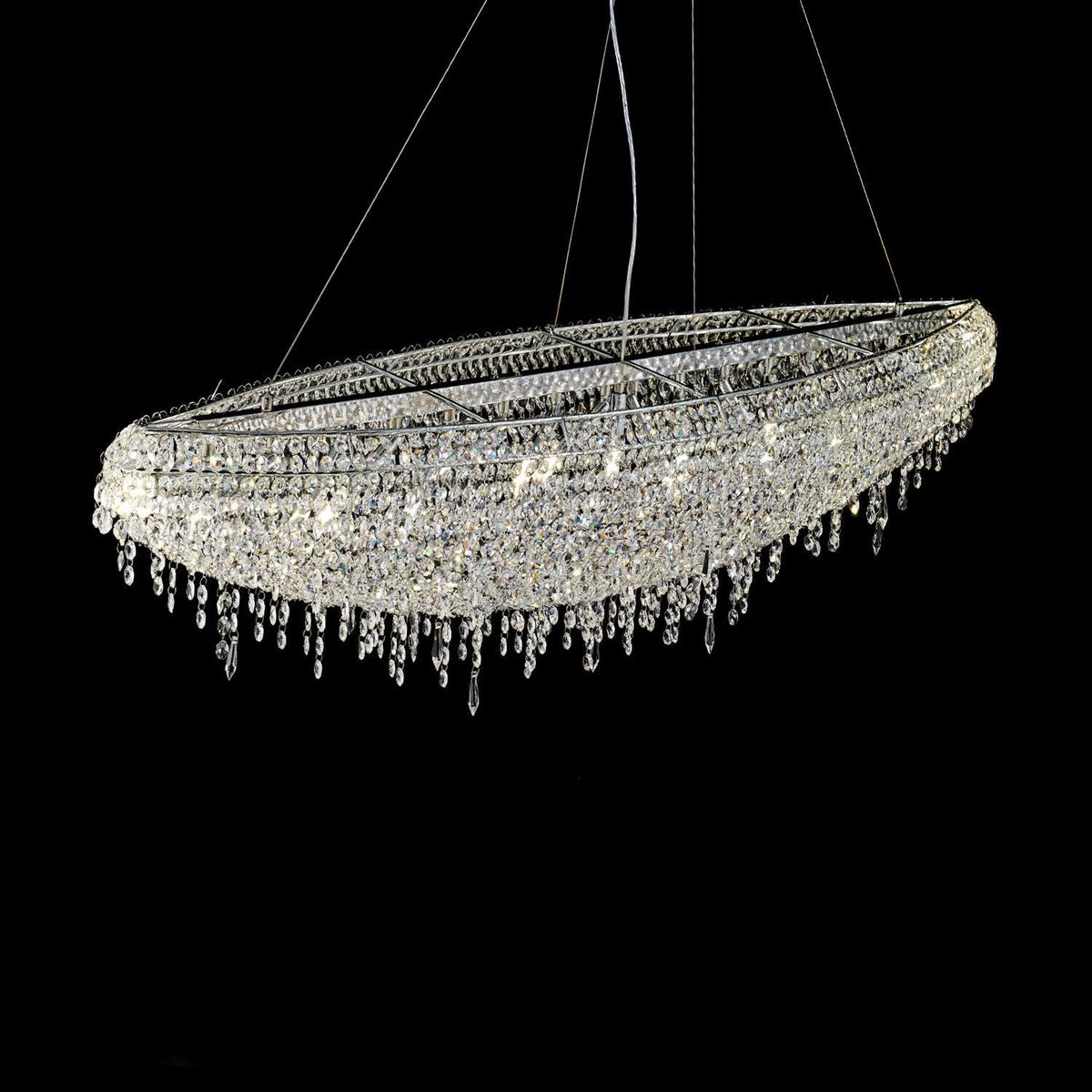 Boat Crystal Chandelier – Modern Linear LED Pendant for Dining & Living Rooms