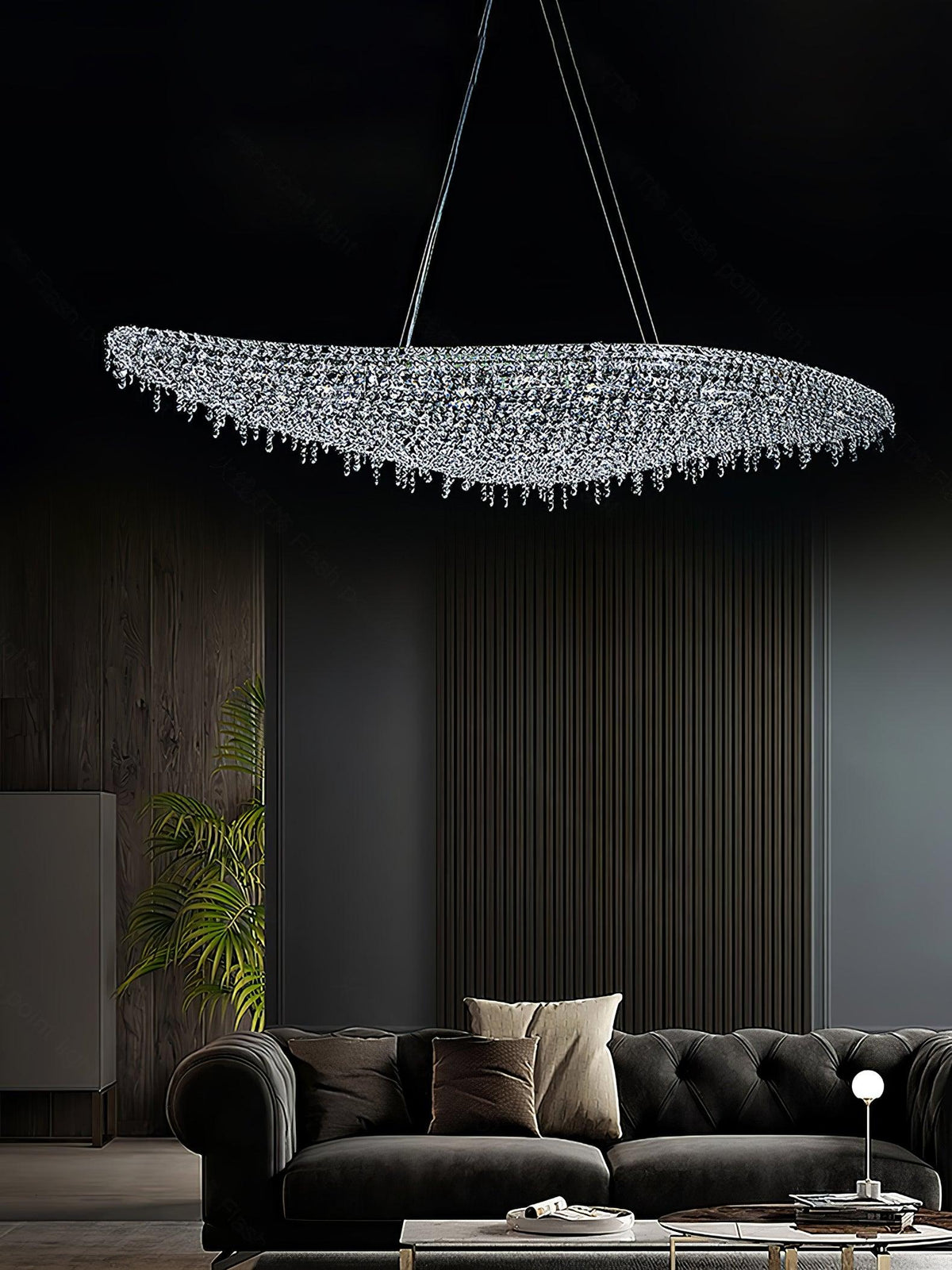 Boat Crystal Chandelier – Modern Linear LED Pendant for Dining & Living Rooms