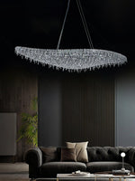 Boat Crystal Chandelier – Modern Linear LED Pendant for Dining & Living Rooms