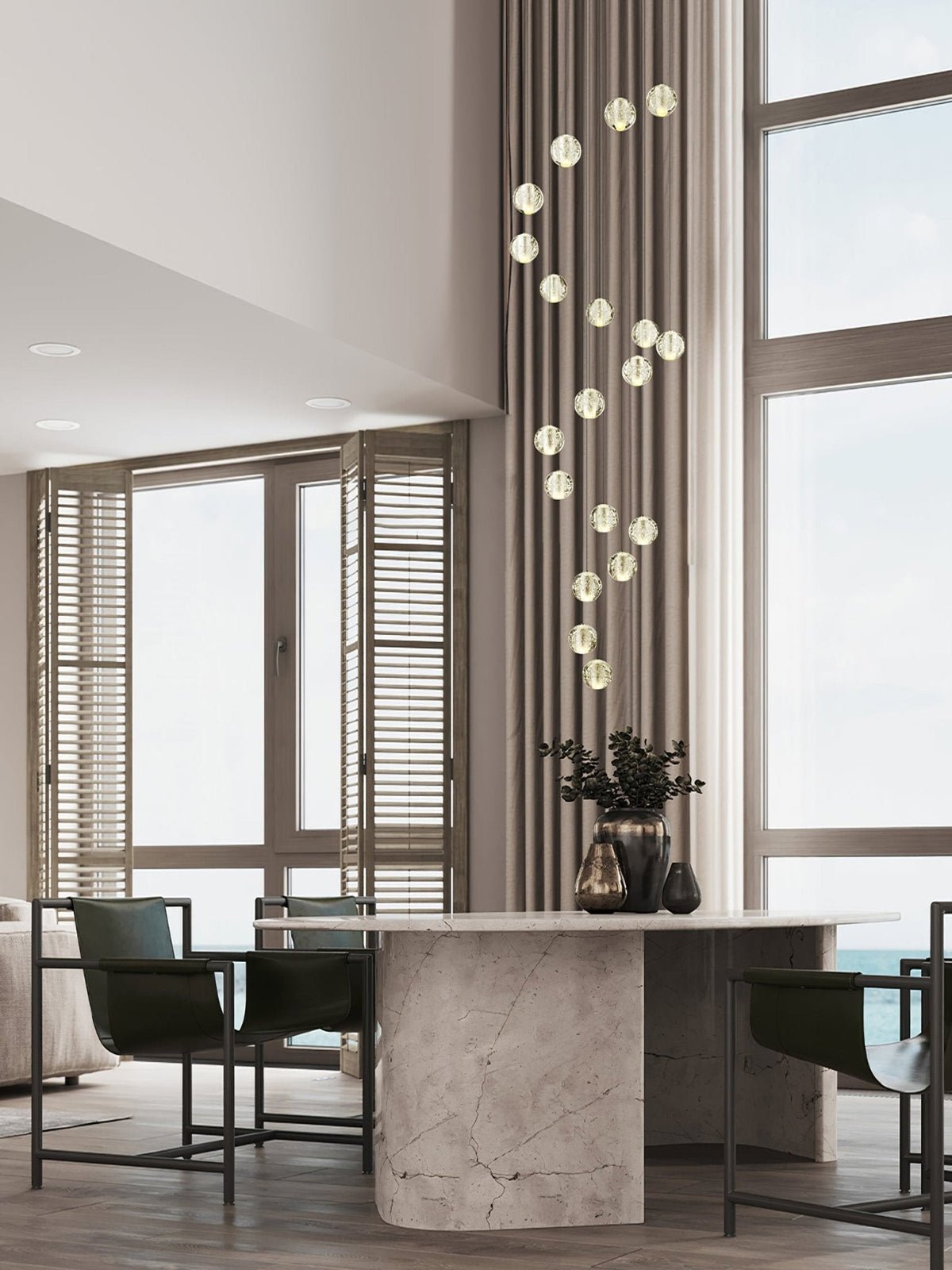 Crystal Ball Pendant Light – Chrome & Clear Glass Chandelier