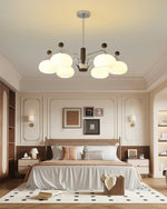 Bogart Modern Curved Arm Chandelier with White Shades