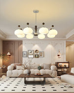 Bogart Modern Curved Arm Chandelier with White Shades