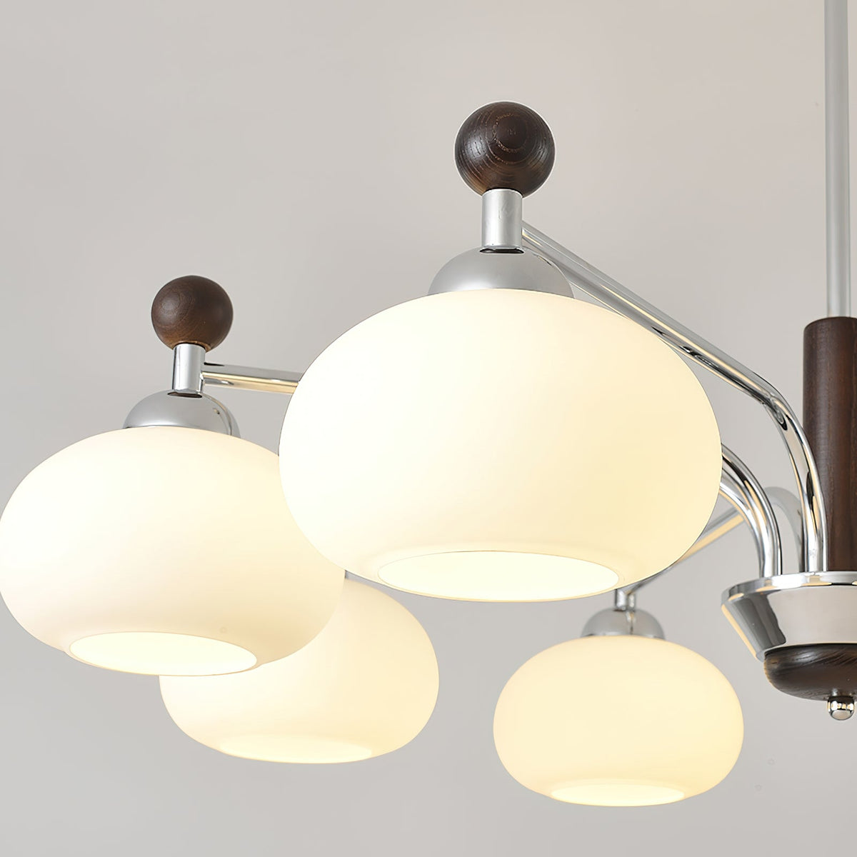 Bogart Modern Curved Arm Chandelier with White Shades