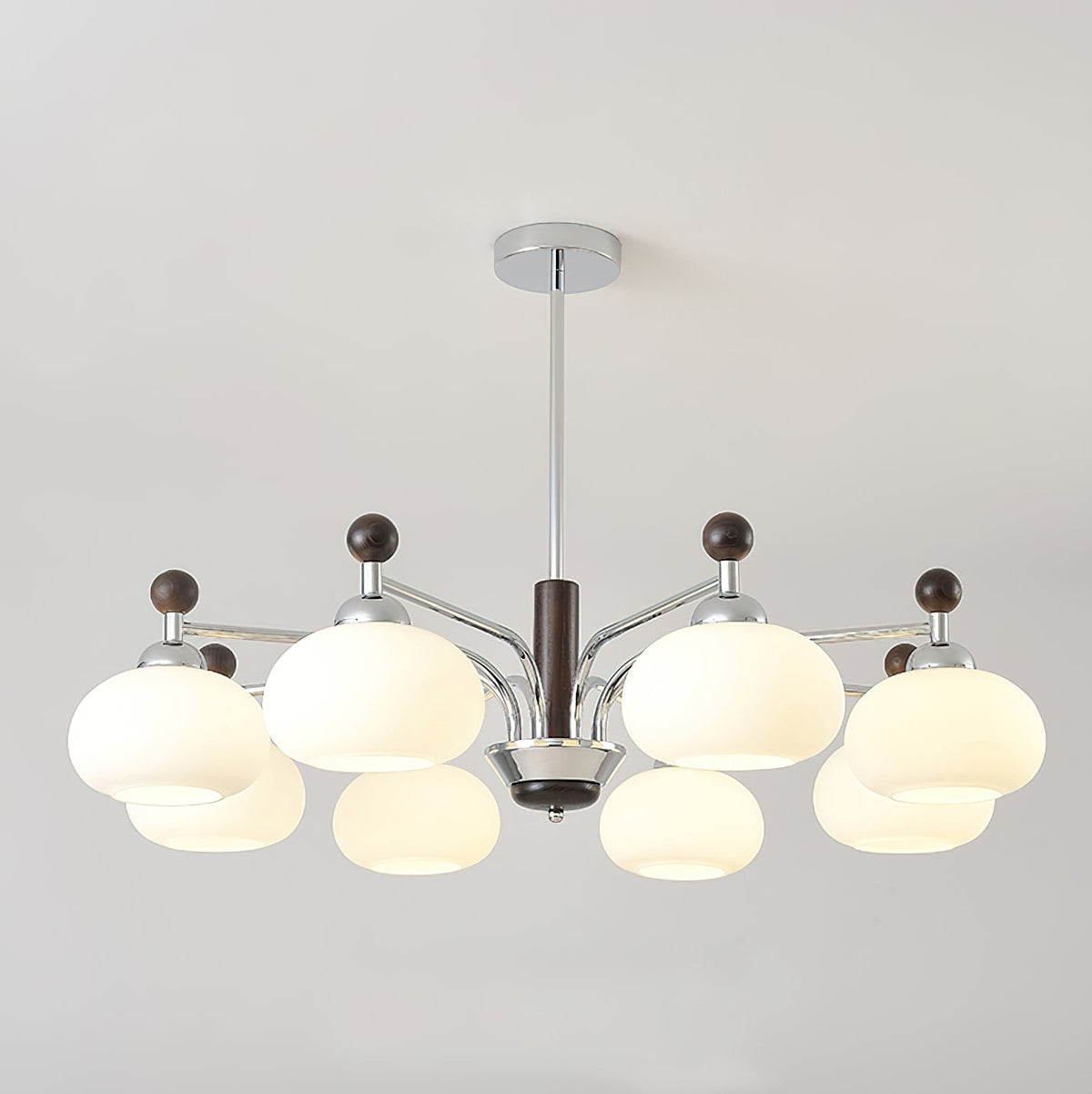 Bogart Modern Curved Arm Chandelier with White Shades