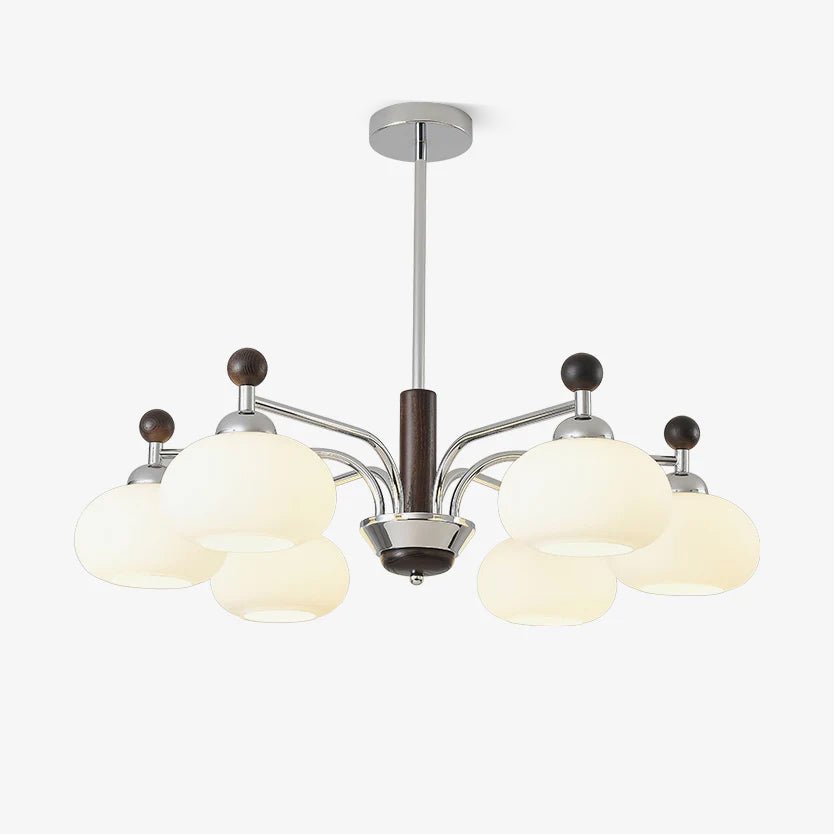 Bogart Modern Curved Arm Chandelier with White Shades