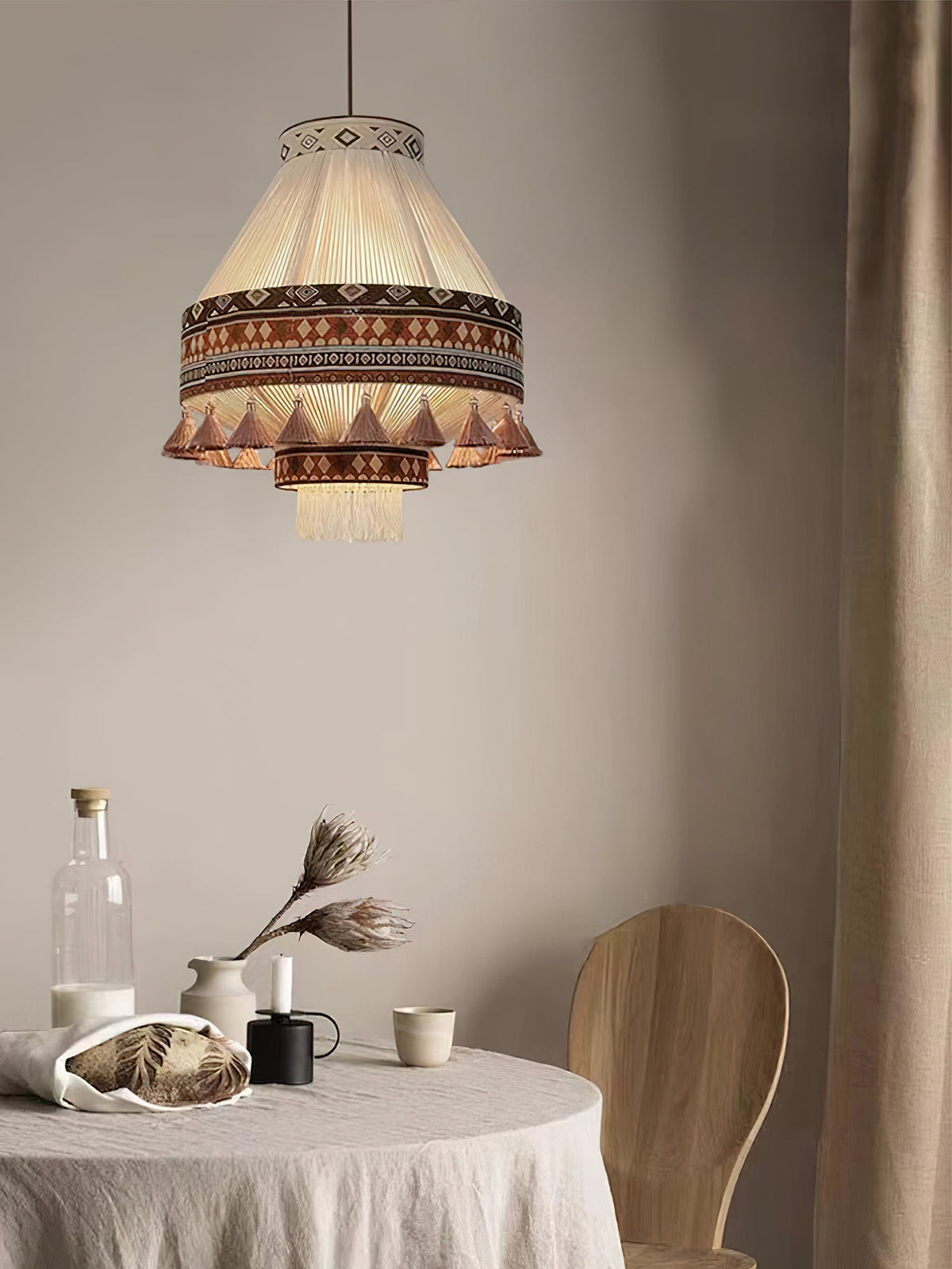 Artisan Woven Fringe Pendant Light for Boho Interiors