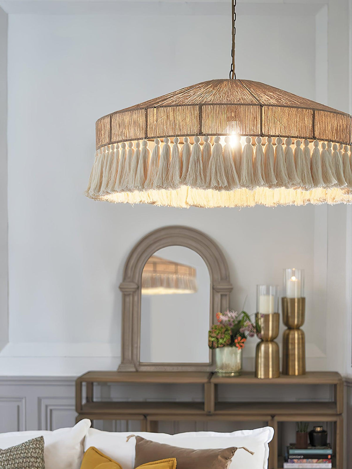 Tidecroft Tassel Pendant Light – Handwoven Hemp Rope Bohemian Chandelier