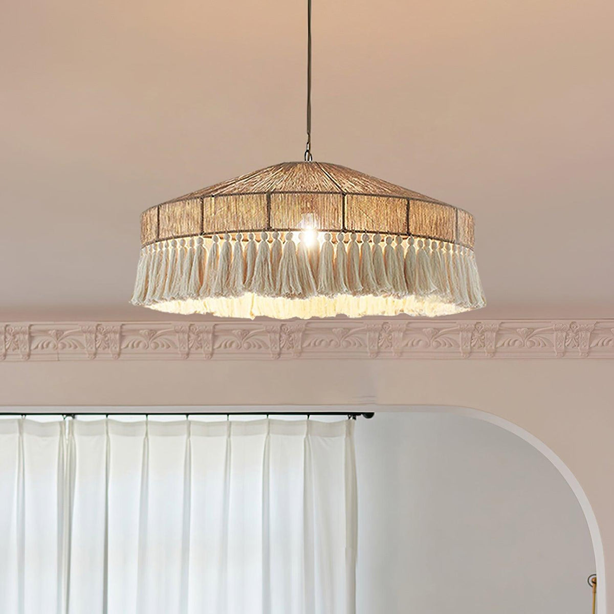 Tidecroft Tassel Pendant Light – Handwoven Hemp Rope Bohemian Chandelier