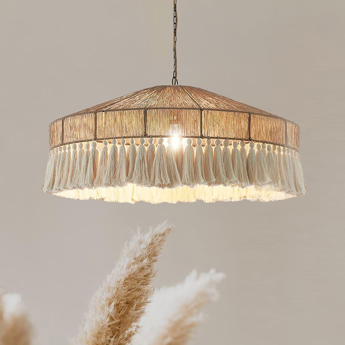 Tidecroft Tassel Pendant Light – Handwoven Hemp Rope Bohemian Chandelier