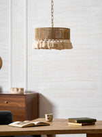 Boho Rara Handwoven Cotton Pendant Light – Natural Hemp Tassel Chandelier