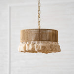 Boho Rara Handwoven Cotton Pendant Light – Natural Hemp Tassel Chandelier