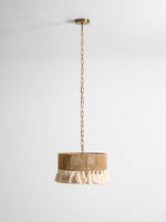 Boho Rara Handwoven Cotton Pendant Light – Natural Hemp Tassel Chandelier