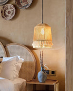 Boho Rara Handwoven Cotton Pendant Light – Natural Hemp Tassel Chandelier