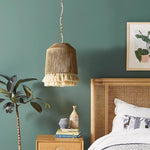 Boho Rara Handwoven Cotton Pendant Light – Natural Hemp Tassel Chandelier
