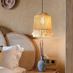 Boho Rara Handwoven Cotton Pendant Light – Natural Hemp Tassel Chandelier
