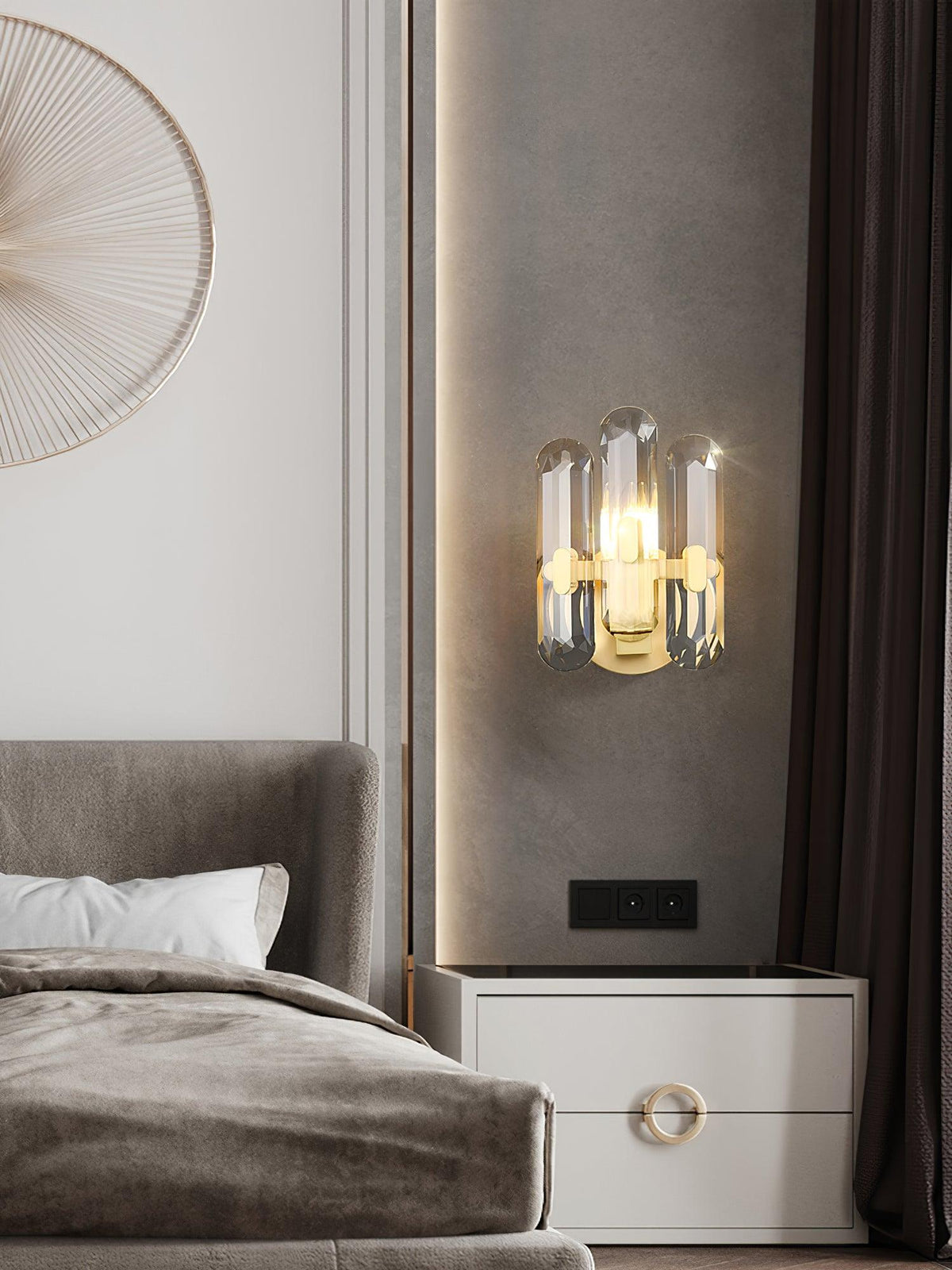 Bolton Crystal Wall Sconce in Brass for Bedroom and Living Room