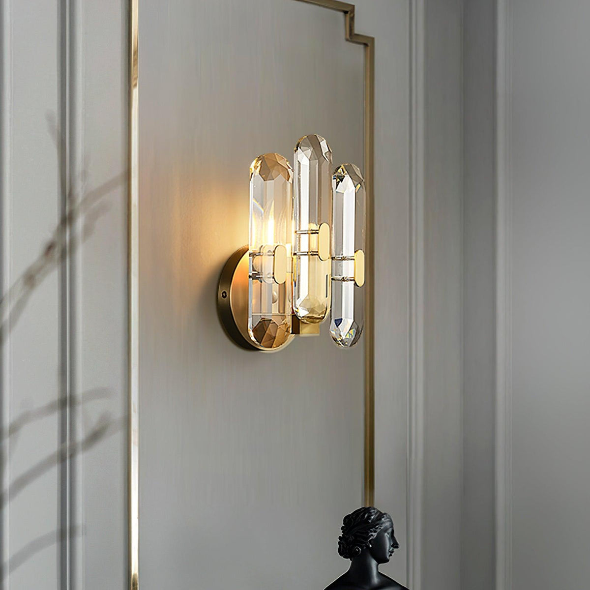 Bolton Crystal Wall Sconce in Brass for Bedroom and Living Room
