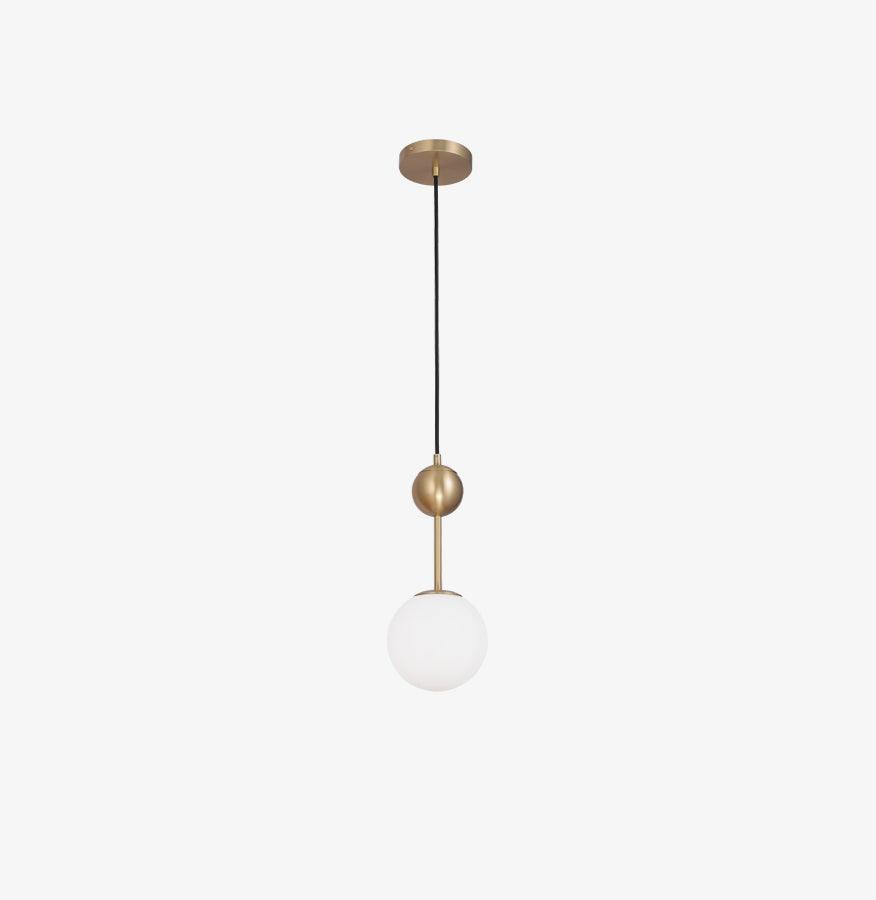 Born Pendant Light in Polished Brass and Opal Glass, Modern Minimalist Ceiling Lamp