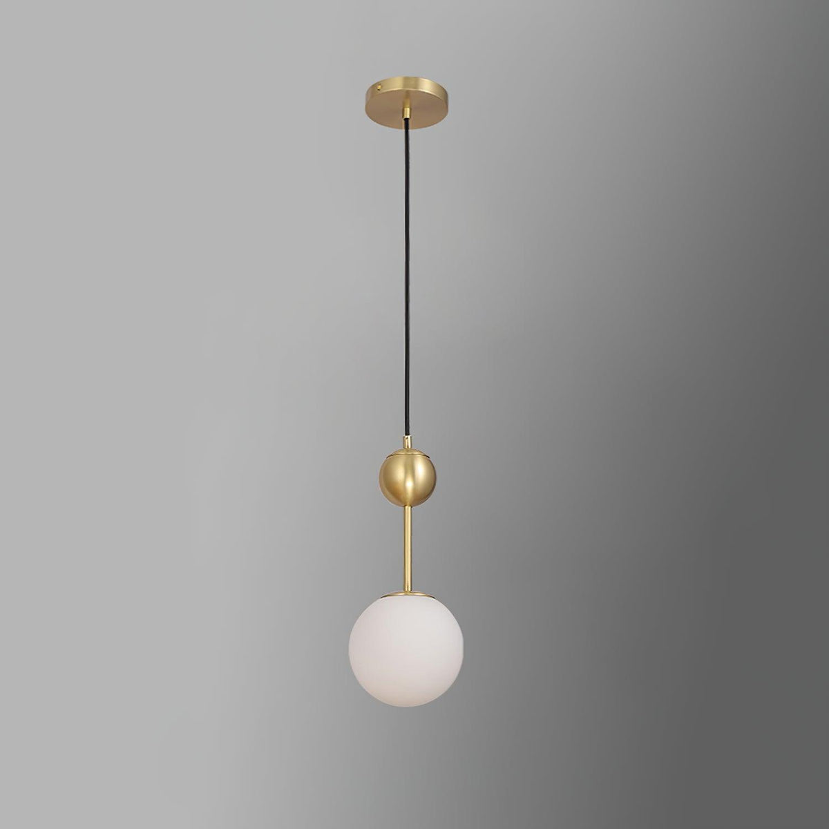 Born Pendant Light in Polished Brass and Opal Glass, Modern Minimalist Ceiling Lamp