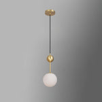 Born Pendant Light in Polished Brass and Opal Glass, Modern Minimalist Ceiling Lamp
