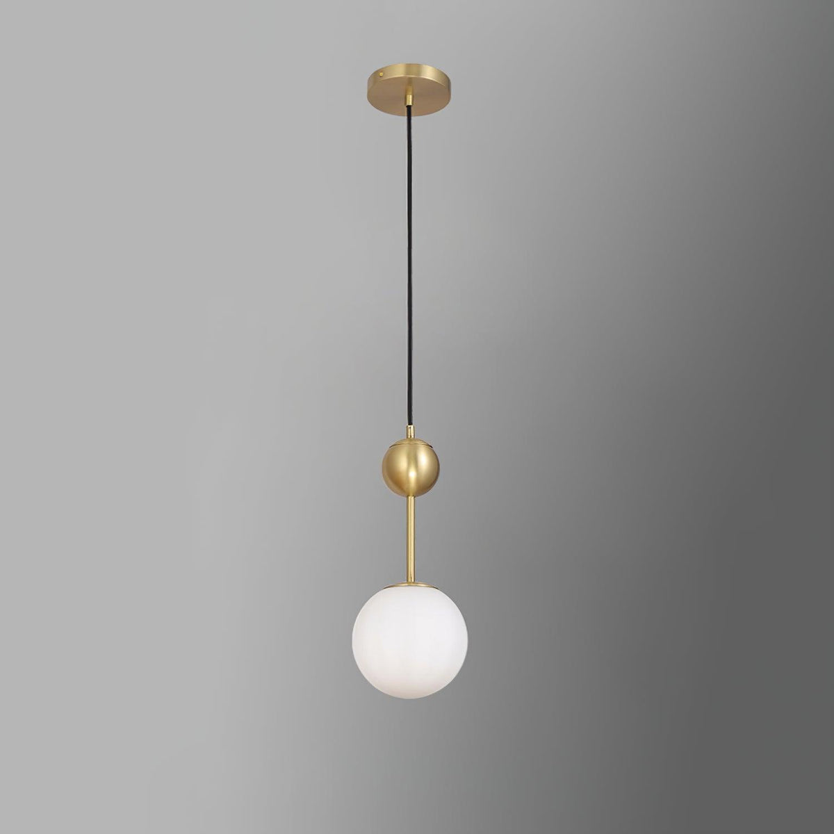 Born Pendant Light in Polished Brass and Opal Glass, Modern Minimalist Ceiling Lamp