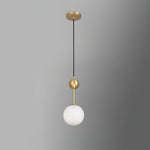 Born Pendant Light in Polished Brass and Opal Glass, Modern Minimalist Ceiling Lamp